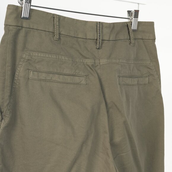 Brunello Cucinelli AW/22 Green Cotton Monili-Beaded Pleated Tapered Pants - Picture 6 of 13